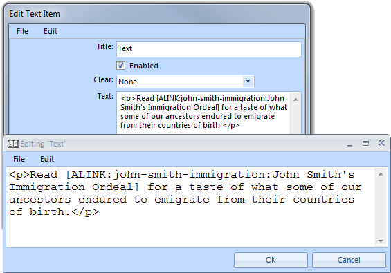 screenshot of Anchor Link Text Code