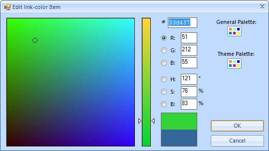 screenshot of Editor window showing controls to manipulate colors