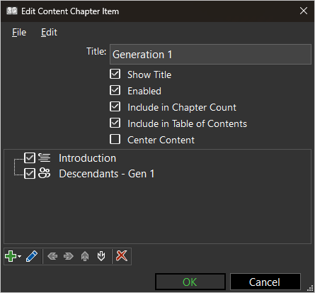 screenshot of Content Chapter with Heading item and Chapter People item