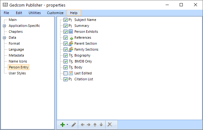 screenshot of Person Entry Section