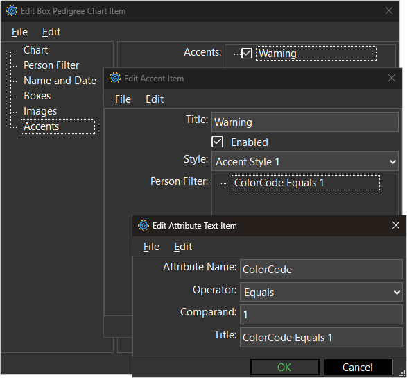 Screenshot of ColorCode used in Accent Filter screenshot of multiple windows showing colorcode used in Accent Filter