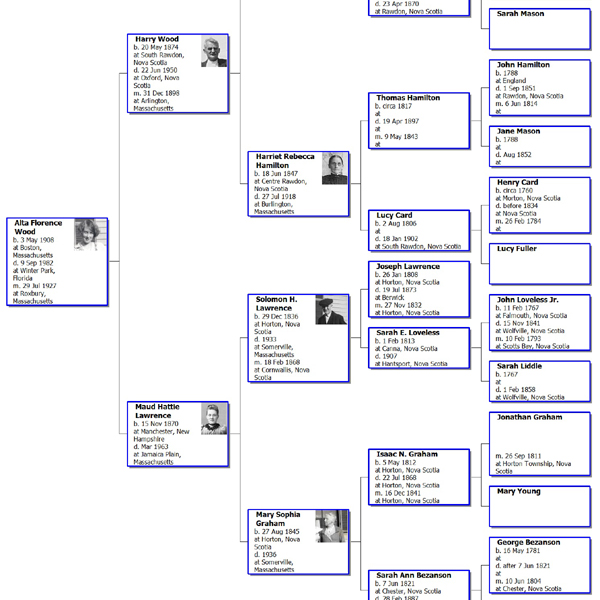 family tree chart showing ancestors of a person